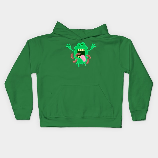 Slimer Hot Dog Frenzy Kids Hoodie by JPenfieldDesigns